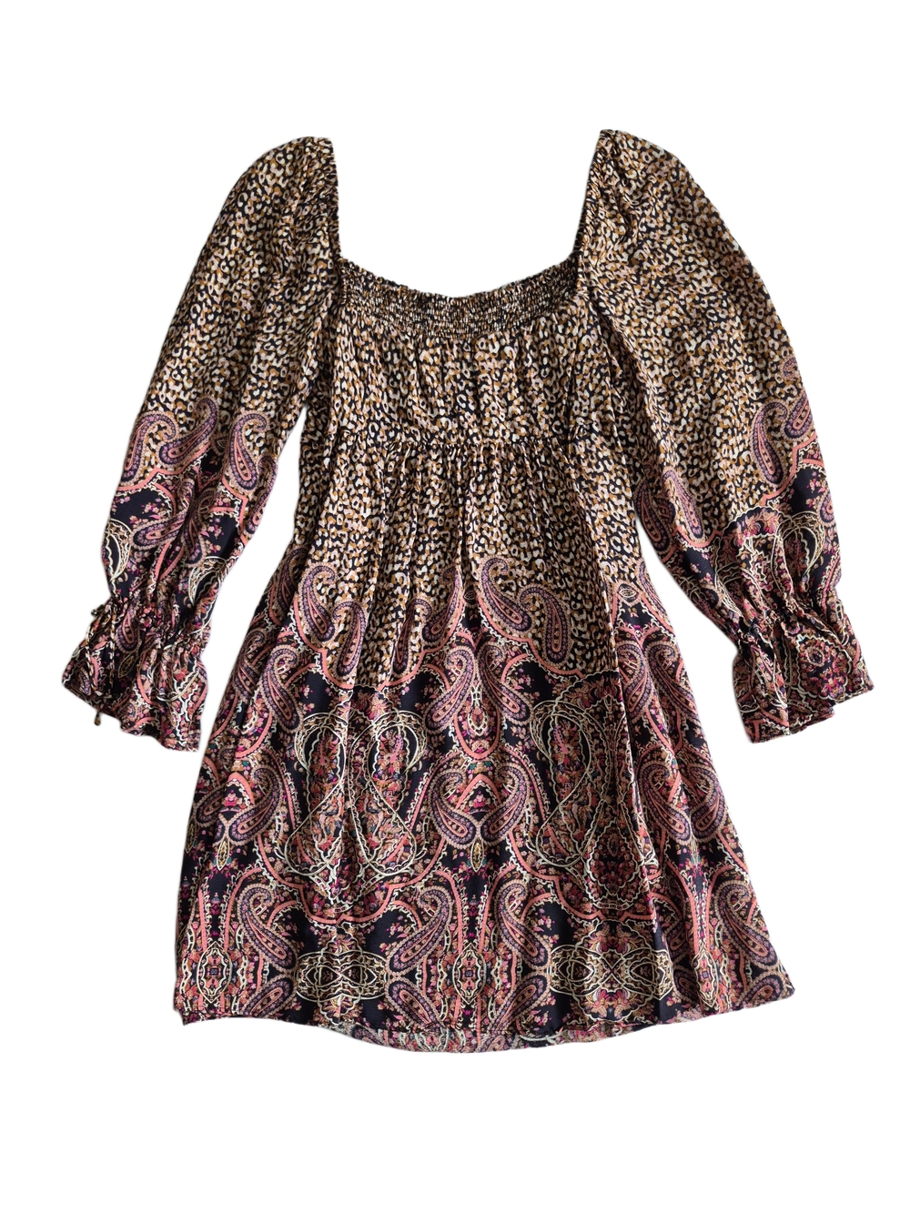 Maeve Anthropologie Paisley Bishop Sleeve Smocked Dress Size S